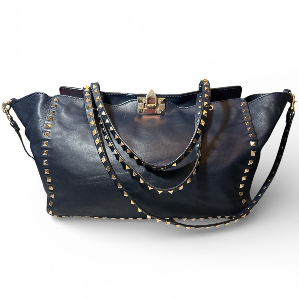 Valentino Garavani Rockstud Tote Navy Blue with COA